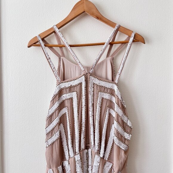 ASOS Design Linear Bead & Sequin Embellished Mini Dress w/ Maxi Overlay - Picture 10 of 11